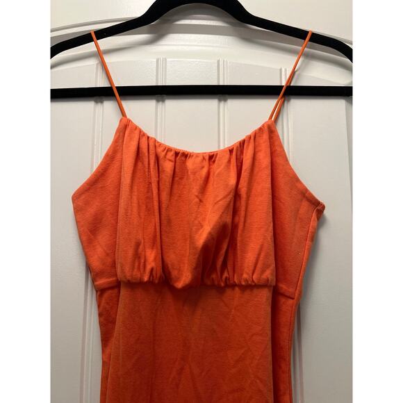 NWT Wild‎ Fable Women’s Sleeveless Lettuce Hem Bodycon Mini Dress Size M Orange - Picture 3 of 8
